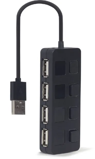 GEMBIRD USB 2.0 4portový hub s vypínači – černý