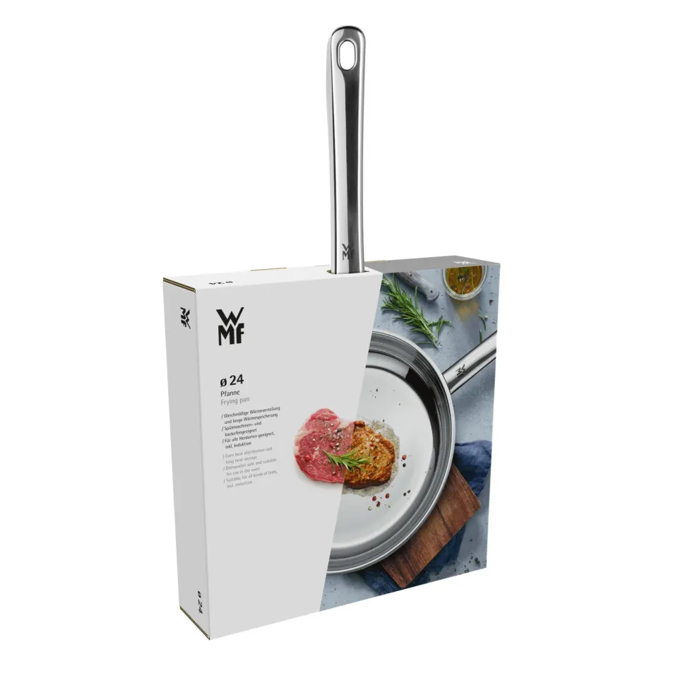 WMF Profi nerezová pánev mělká 24 cm Cromargan nerezová ocel 18/10, dno TransTherm, vhodné pro indukci, ergonomická