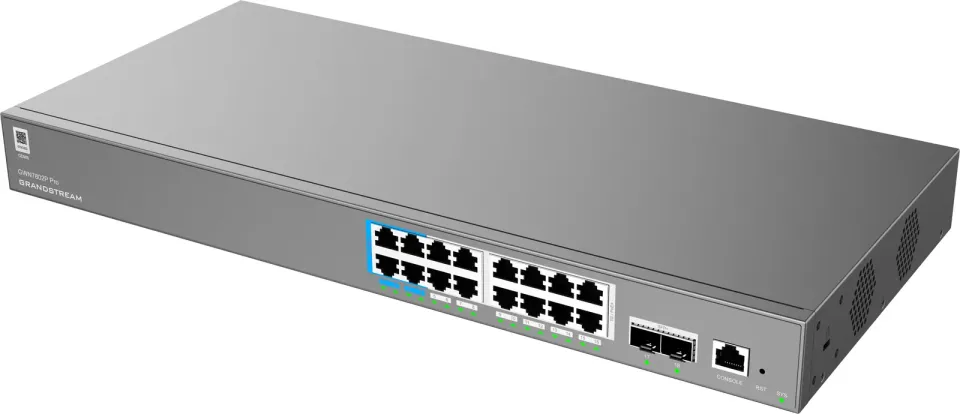 Grandstream GWN7802P Pro L2++ Managed Network switch, 16x 1Gb RJ45, PoE++, SFP+, DHCP, CLI, VLAN