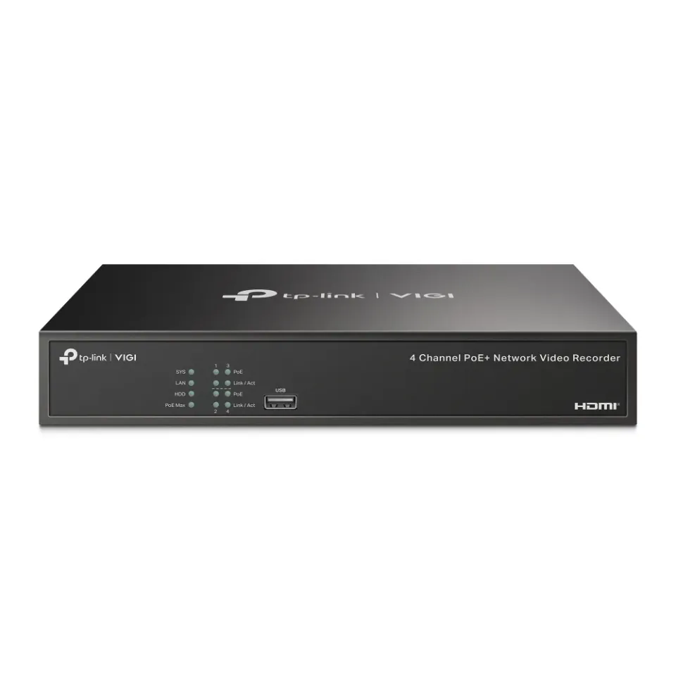 TP-LINK VIGI NVR1004H-4P-2TB Záznamové zařízení, 4 kanály, 4x Lan s PoE, 2x USB,
