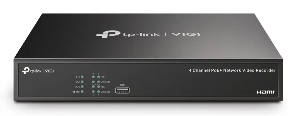 TP-LINK VIGI NVR1004H-4P-2TB Záznamové zařízení, 4 kanály, 4x Lan s PoE, 2x USB,
