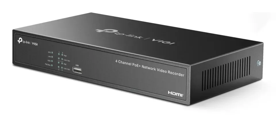 TP-LINK VIGI NVR1004H-4P-2TB Záznamové zařízení, 4 kanály, 4x Lan s PoE, 2x USB,