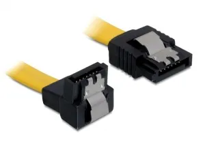 Delock Kabel SATA III 70 cm, přímý/dolů, žlutý, kovová západka