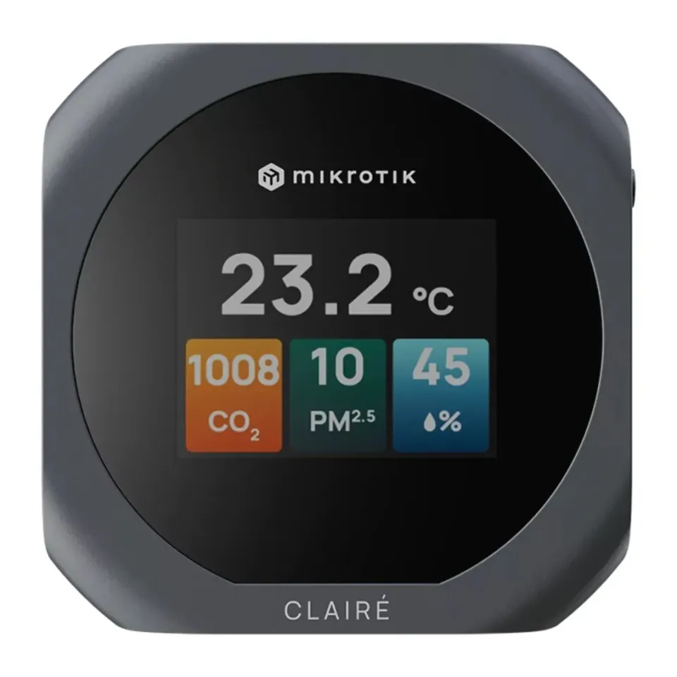 MikroTik IAQM-THC2PV-G, Claire - Air Quality Monitor, CO2, Temp, RH, PM2.5/10, VOC, šedá