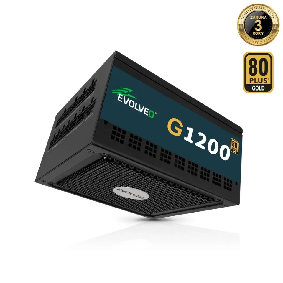 EVOLVEO G1200 zdroj 1200W, 80+ GOLD, ATX 3.1, PCIe 5.1, aPFC, 140mm ventilátor,