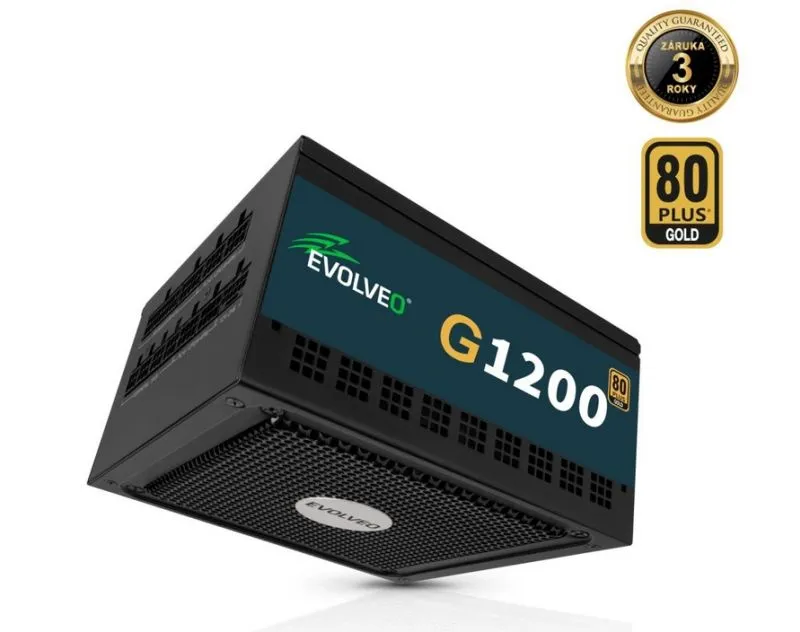 EVOLVEO G1200 zdroj 1200W, 80+ GOLD, ATX 3.1, PCIe 5.1, aPFC, 140mm ventilátor,