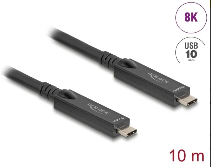Delock Aktivní optický kabel USB-C 8K Video + Data + PD, délka 10 m