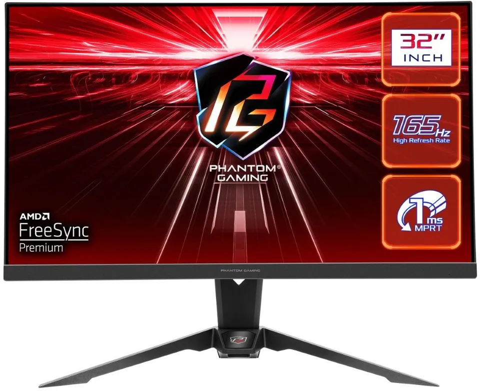Phantom Gaming by Asrock monitor PG32QF2B 31,5"/VA/2560x1440/165Hz/ 550cd/m2/1ms/DP/2x HDMI/repro/výšk. nast./Wifi ant.