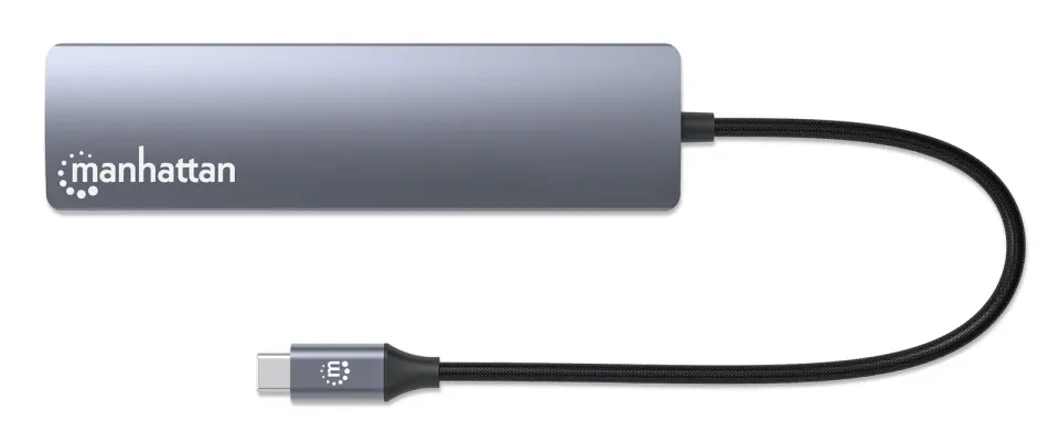 MANHATTAN Dokovací stanice USB-C 6v1, 1xHDMI, 1xUSB-C, 3xUSB, 1xRJ45, šedá