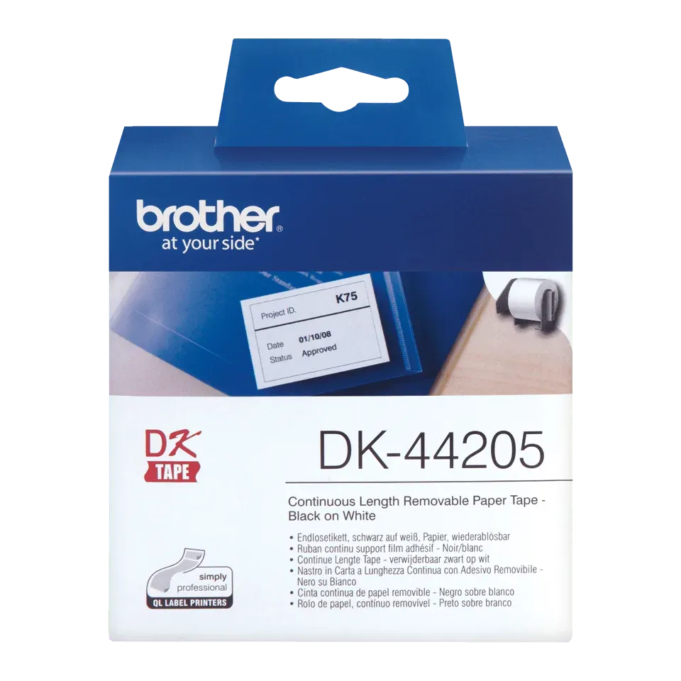 Brother - DK 44205 (papírová role bílá 62mm x 30,48m) - snadno odstranitelná