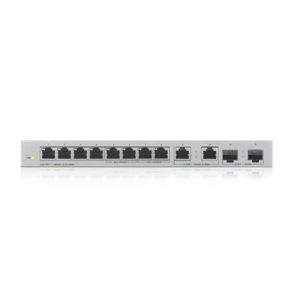 Zyxel XGS1010-12 12-port Gigabit Switch, 8x gigabit RJ45, 2x 2,5GbE RJ45, 2x SFP+