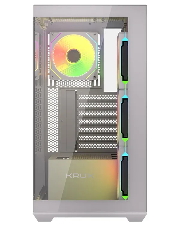 Krux skříň Exo / ATX / 4x120mm RBG fan / 2xUSB 2.0 / USB-C / tvrzené sklo / bílá