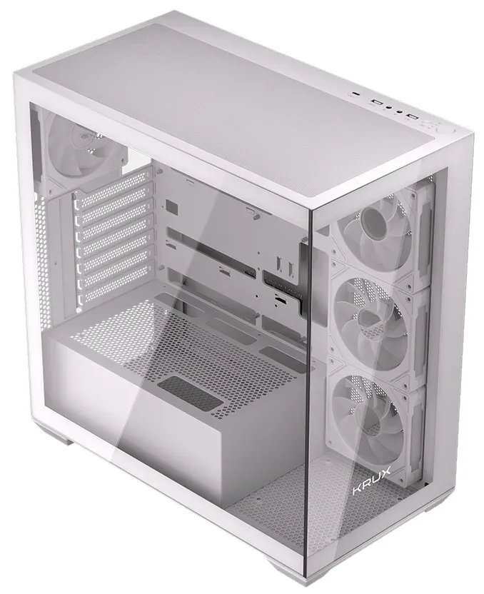 Krux skříň Exo / ATX / 4x120mm RBG fan / 2xUSB 2.0 / USB-C / tvrzené sklo / bílá