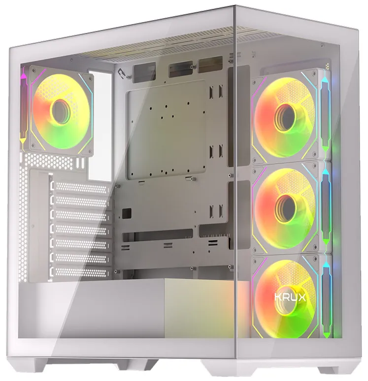 Krux skříň Exo / ATX / 4x120mm RBG fan / 2xUSB 2.0 / USB-C / tvrzené sklo / bílá