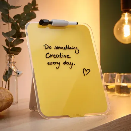 LEITZ Stolní skleněná tabulka na poznámky Cosy teplá žlutá