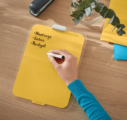 LEITZ Stolní skleněná tabulka na poznámky Cosy teplá žlutá
