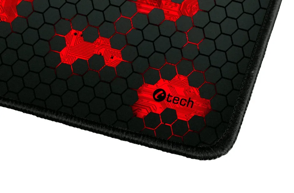 C-TECH Herní podložka pod myš ANTHEA CYBER RED, 320x270x4mm, obšité okraje