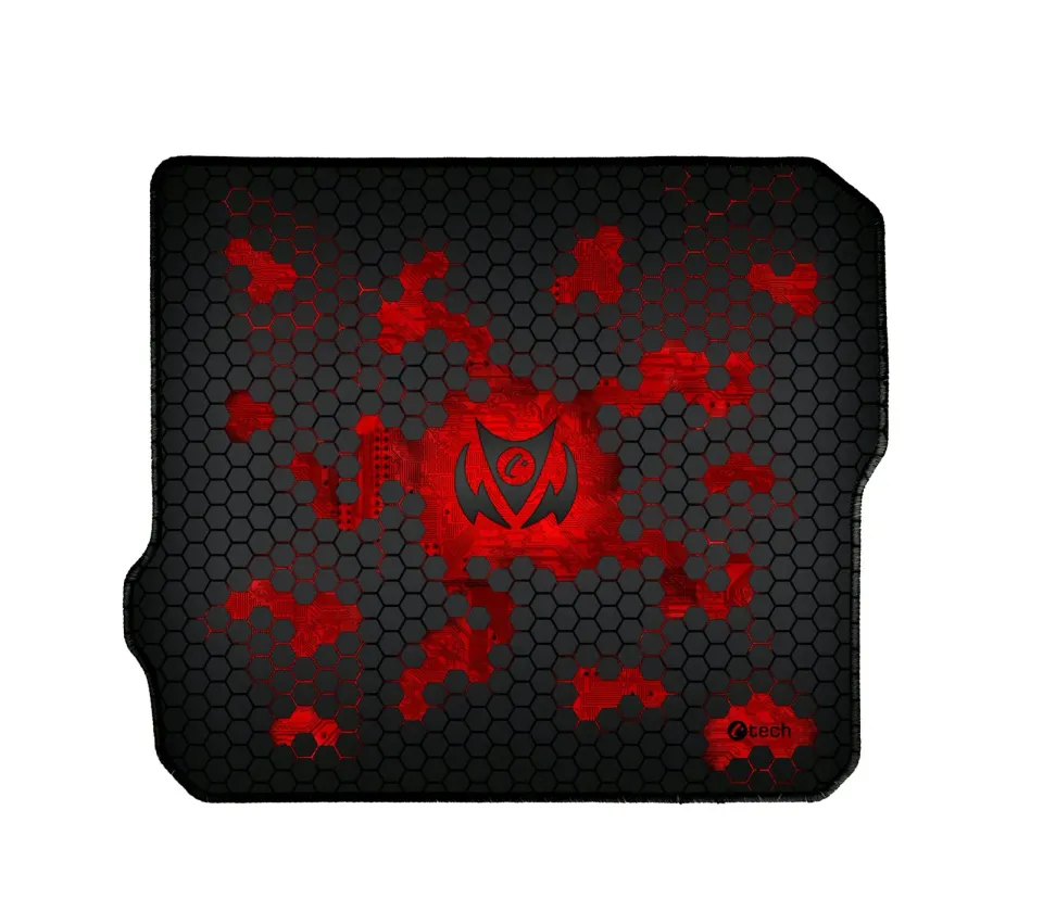 C-TECH Herní podložka pod myš ANTHEA CYBER RED, 320x270x4mm, obšité okraje