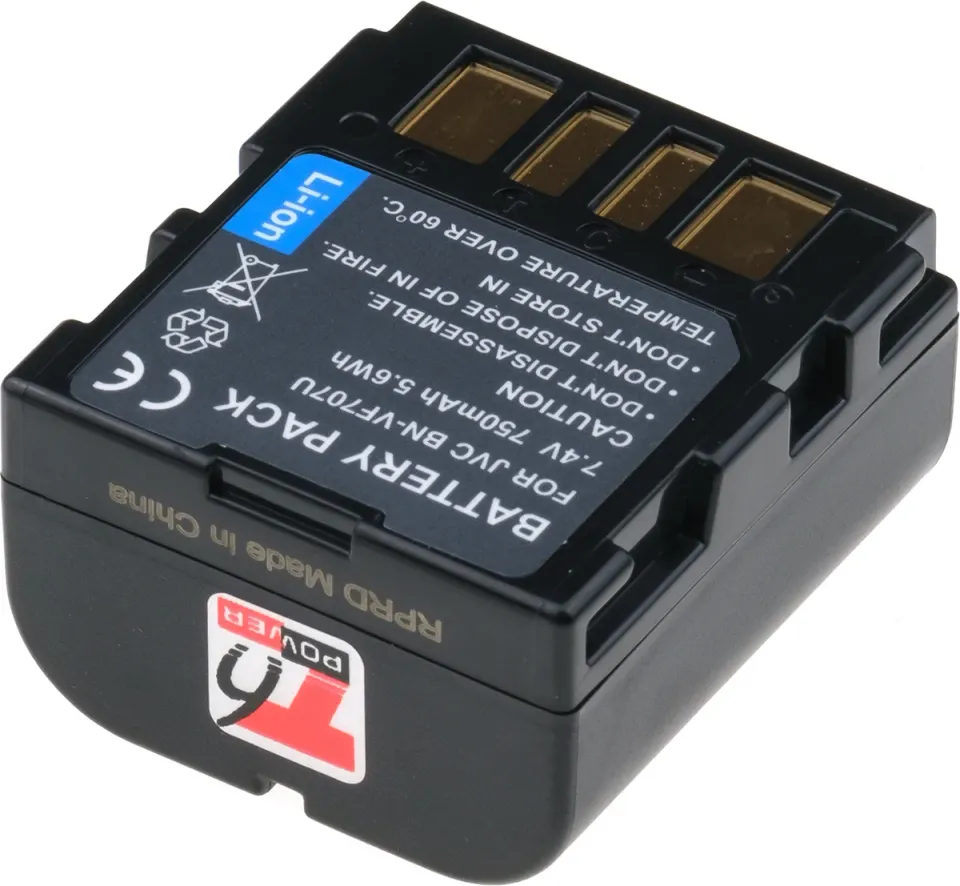 Baterie T6 Power pro JVC BN-VF707U, BN-VF707, 750mAh, 5,4Wh, šedá