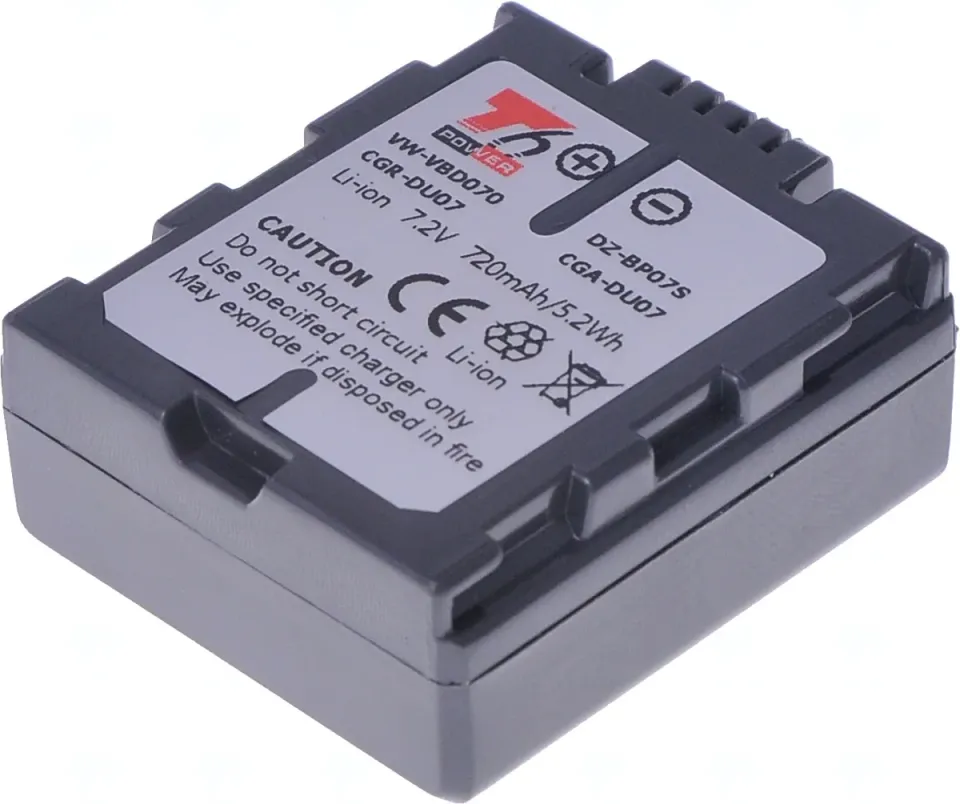 Baterie T6 Power pro Panasonic VW-VBD070, CGA-DU07, CGR-DU07, Hitachi DZ-BP07S, 720mAh, 5,2Wh