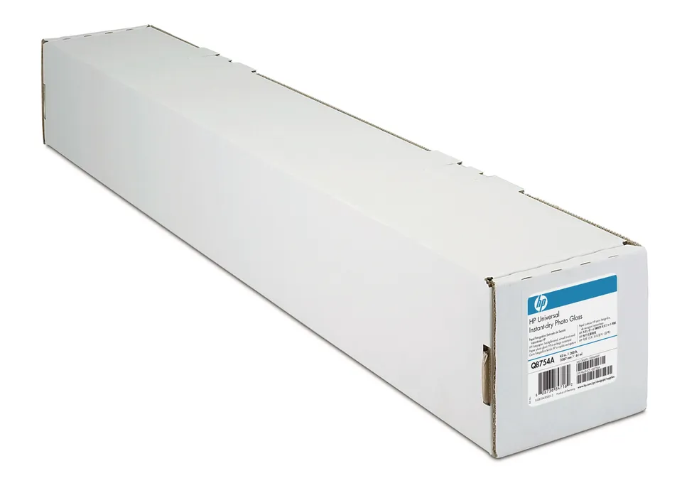 HP Universal Instant-dry Gloss Photo Paper, 195 microns (7.7 mil) • 200 g/m2 • 1067 mm x 61 m, Q8754A