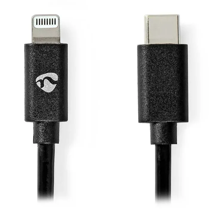 NEDIS Lightning kabel/ USB 2.0/ Apple Lightning 8pinový/ USB-C zástrčka/ kulatý/ černý/ 2m