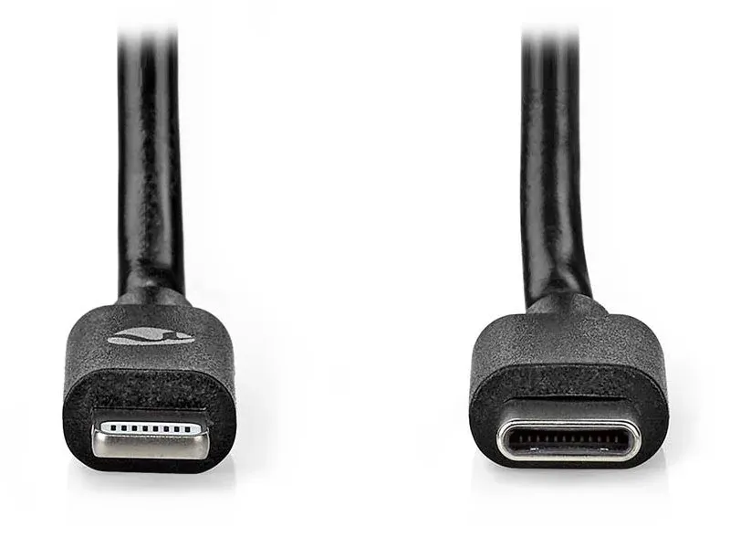 NEDIS Lightning kabel/ USB 2.0/ Apple Lightning 8pinový/ USB-C zástrčka/ kulatý/ černý/ 2m
