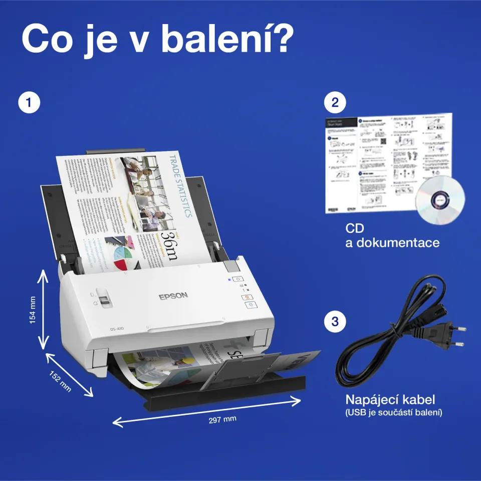 EPSON skener WorkForce DS-410 - A4/600x600dpi/USB/DADF