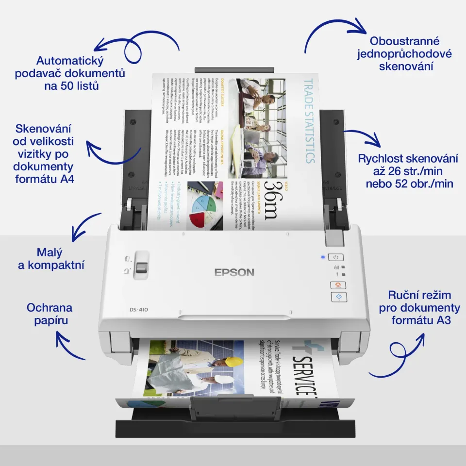 EPSON skener WorkForce DS-410 - A4/600x600dpi/USB/DADF