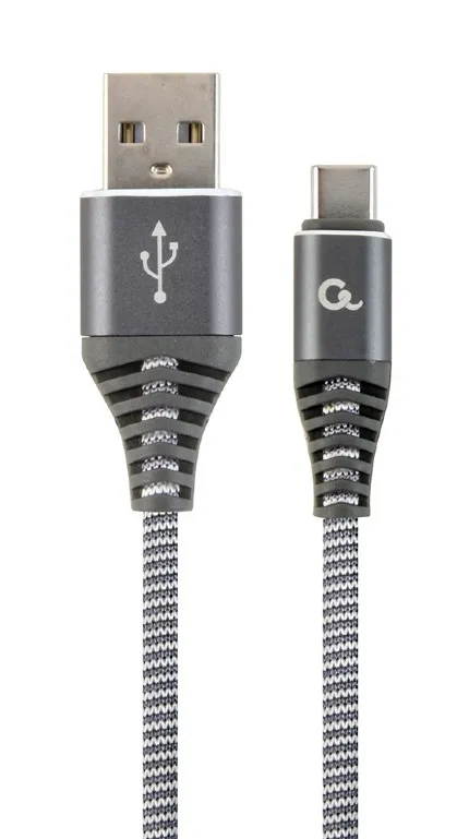 GEMBIRD CABLEXPERT Kabel USB 2.0 AM na Type-C kabel (AM/CM), 2m, opletený, šedo-