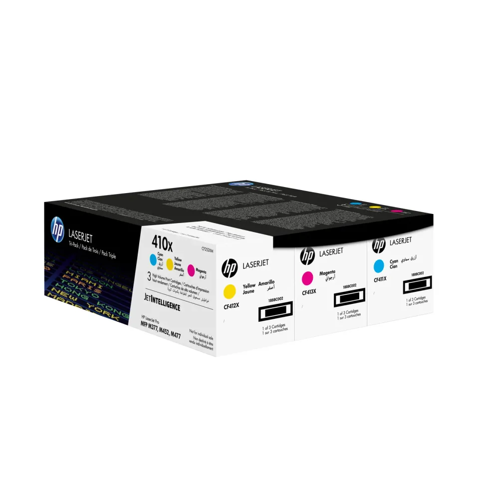 HP CF252XM originální sada tonerů (3pack CMY) č. 410X azurový+purpurový+žlutý cca 5000 str. (HP CLJ M477, M452, M377)