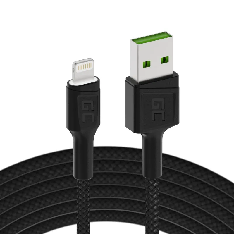 Green Cell Ray Kabel USB-A - Lightning 2m LED s rychlým nabíjením pro Apple iPh