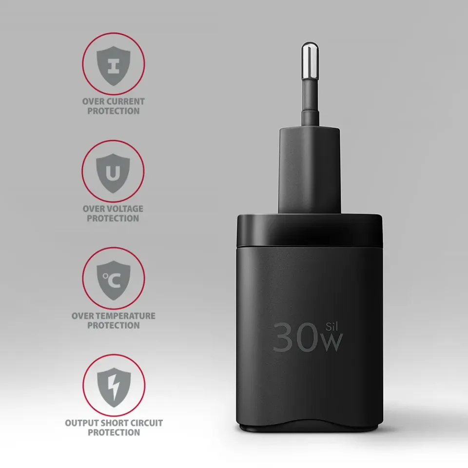 AXAGON ACU-PD30, Sil nabíječka do sítě 30W, 1x port USB-C, PD3.0/PPS/QC4+/SFC/AF