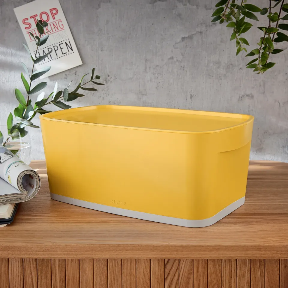 LEITZ Úložný box s víkem MyBox Cosy, velikost S, teplá žlutá