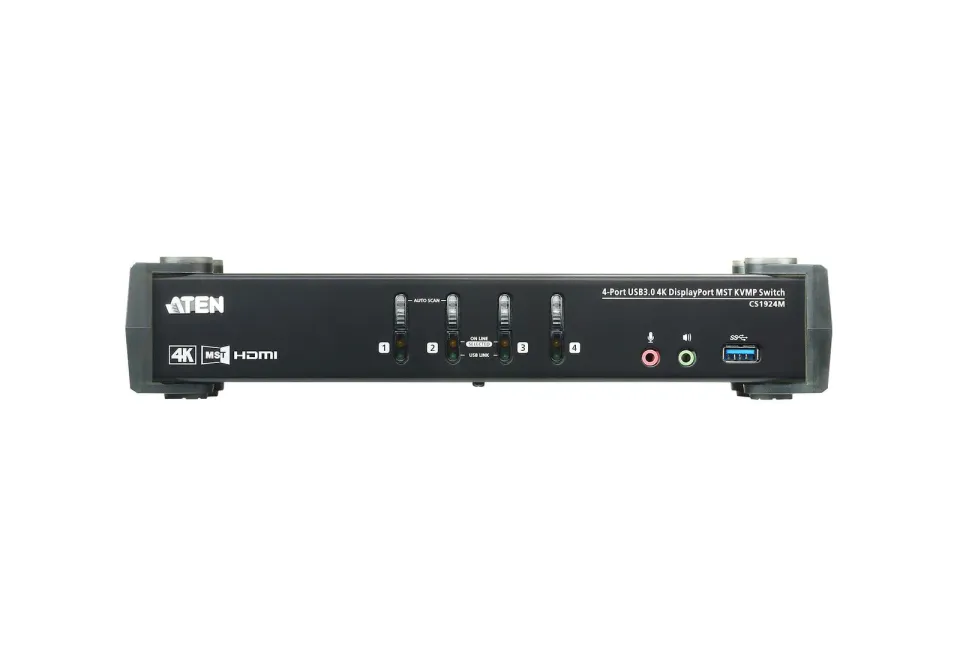 ATEN 4-Port USB3.0 4K DisplayPort KVMP Switch with Built-in MST Hub