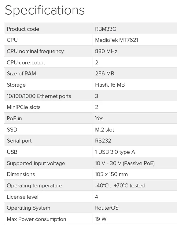 MikroTik RouterBOARD RBM33G, dual-core 880MHz, 256MB DDR3, 3x GLAN, 2x mini-PCIe, 2xSIM slot, 1xM.2, USB, RS232, vč. L4