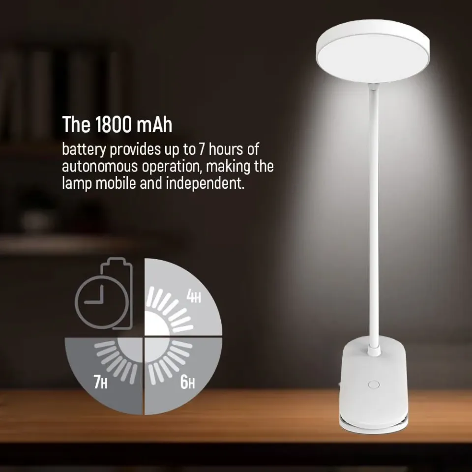 Colorway stolní LED lampa / CW-DL02B-B/ Integrovaná baterie / Klip/ Bílá