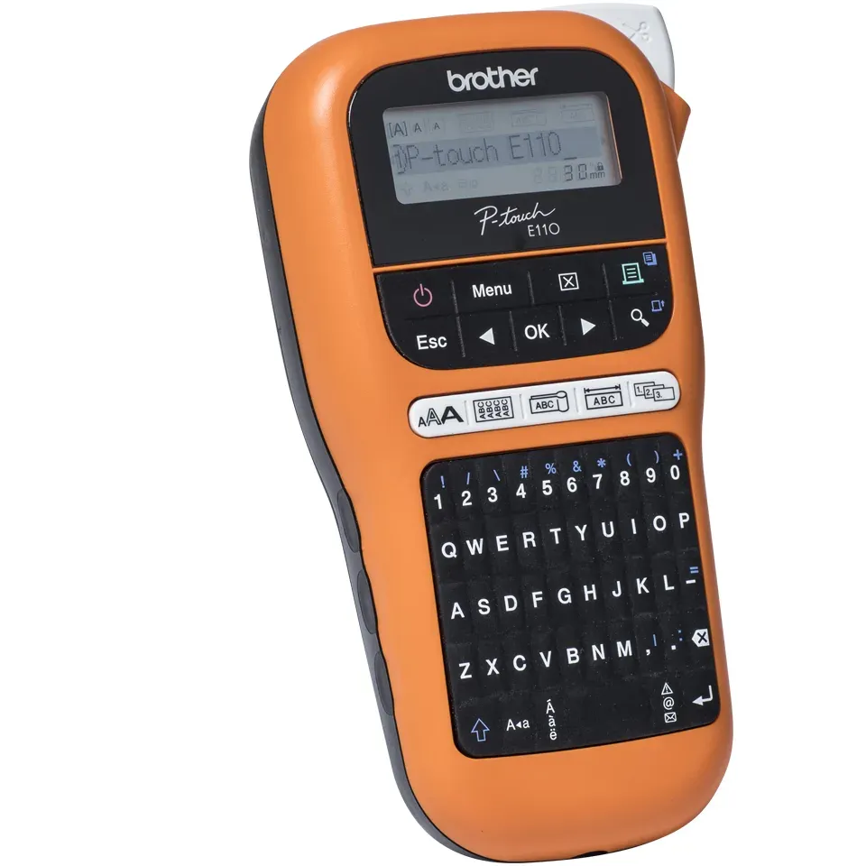 Brother P-touch PT-E110VP – Handbeschriftungsgerät für Elektriker, Bänder bis 12 mm, Koffer und Netzteil