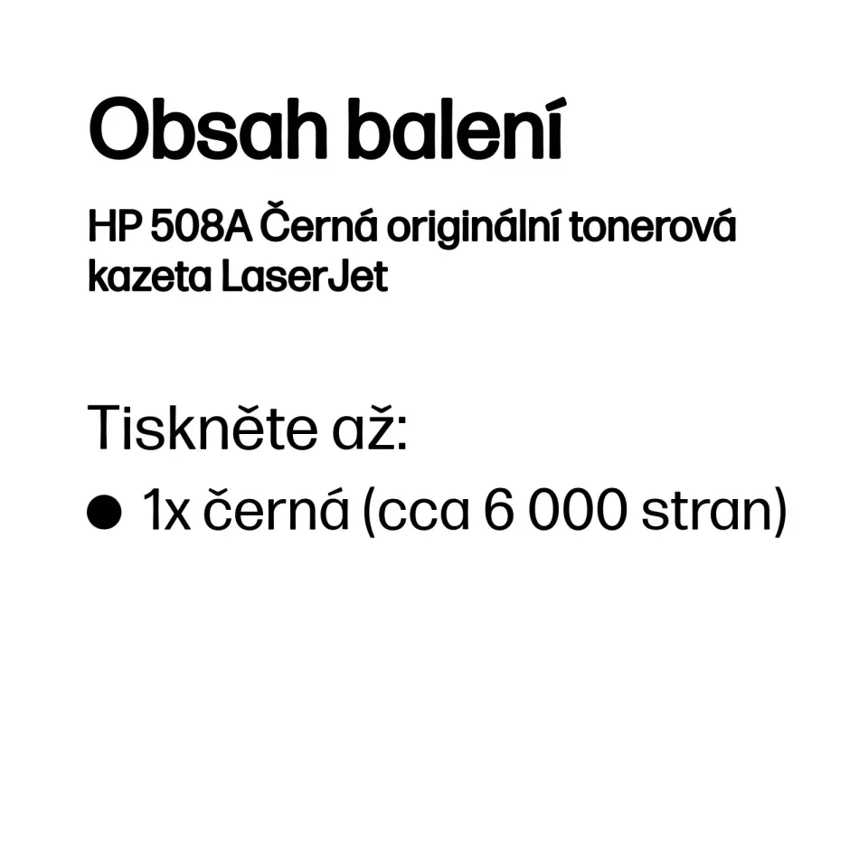 HP CF360A originální toner černý č.508A malý cca 6000 str. black (HP CLJ M552, M553, černá, ColorSphere 3 Jetintelligence )