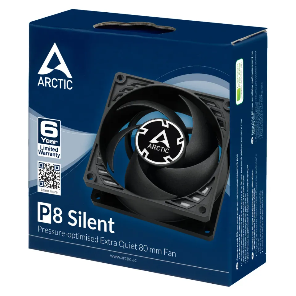ARCTIC ventilátor P8 Silent, 80mm, 3pin, černá