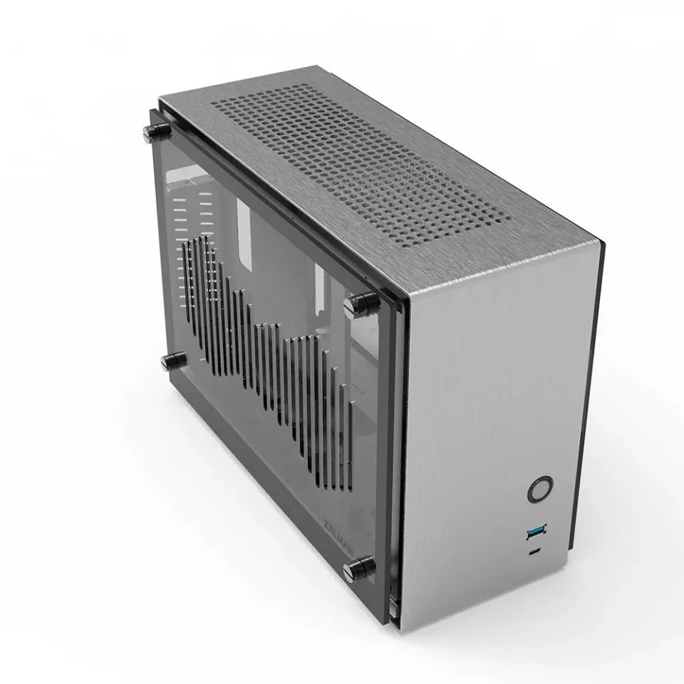 Zalman skříň M2 Mini / mini tower / ITX / 80 mm fan / USB 3.0 / USB 3.1 / riser card / prosklené bočnice / stříbrná