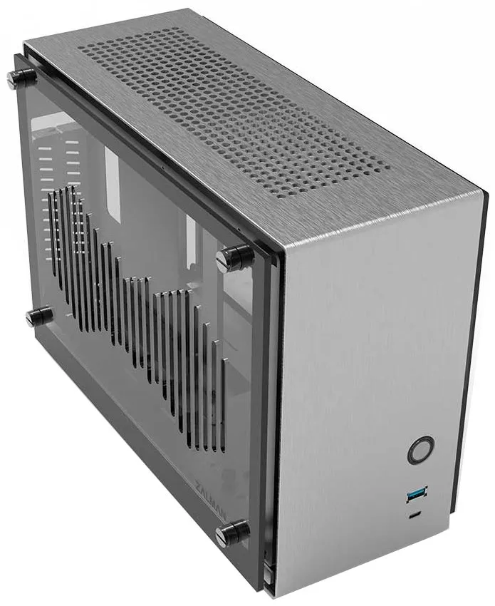 Zalman skříň M2 Mini / mini tower / ITX / 80 mm fan / USB 3.0 / USB 3.1 / riser card / prosklené bočnice / stříbrná