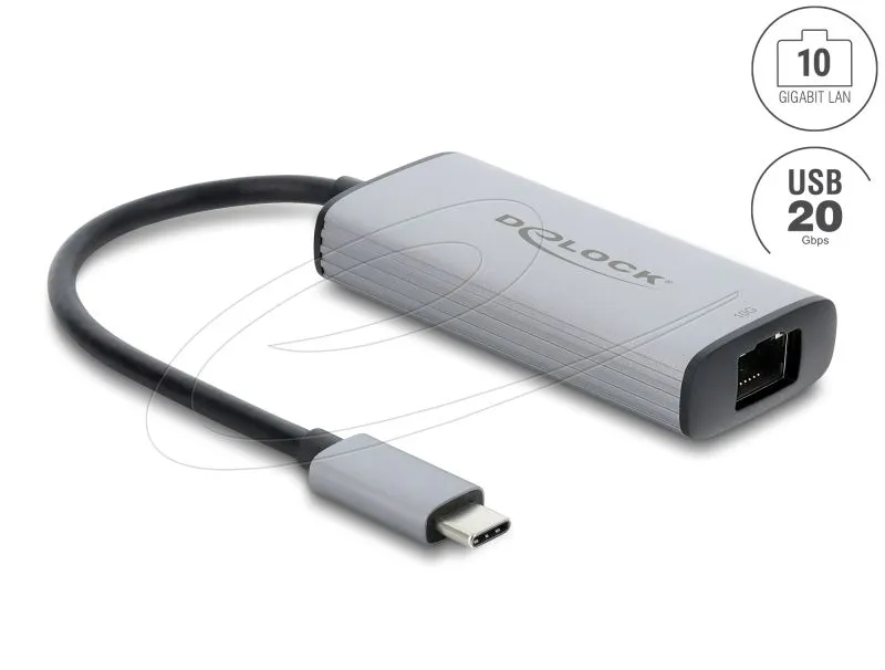 Delock Síťový adaptér USB Type-C, 10 Gigabit LAN, 1 x RJ45