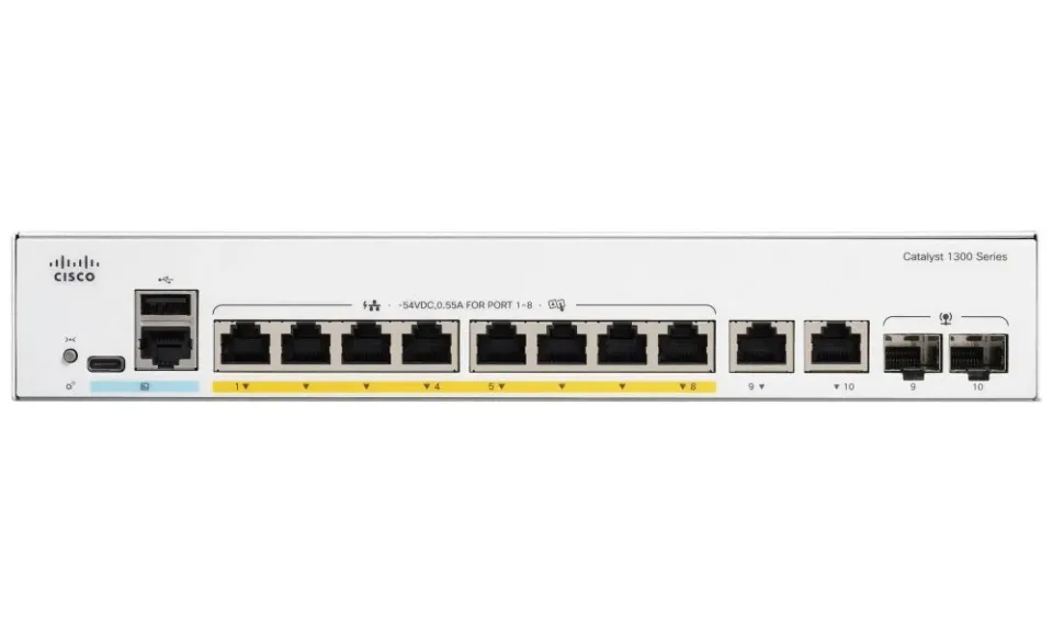 Cisco Catalyst switch C1300-8P-E-2G (8xGbE,2xGbE/SFP combo,8xPoE+,60W,fanless)