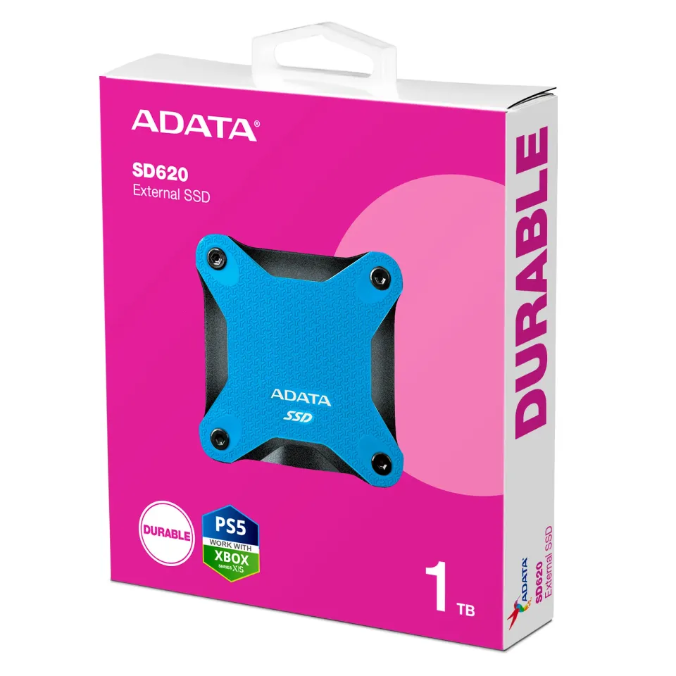 ADATA Externí SSD 1TB SD620, USB Micro-B, USB 3.2 Gen 2, R:520/W:460MB/s, modrá
