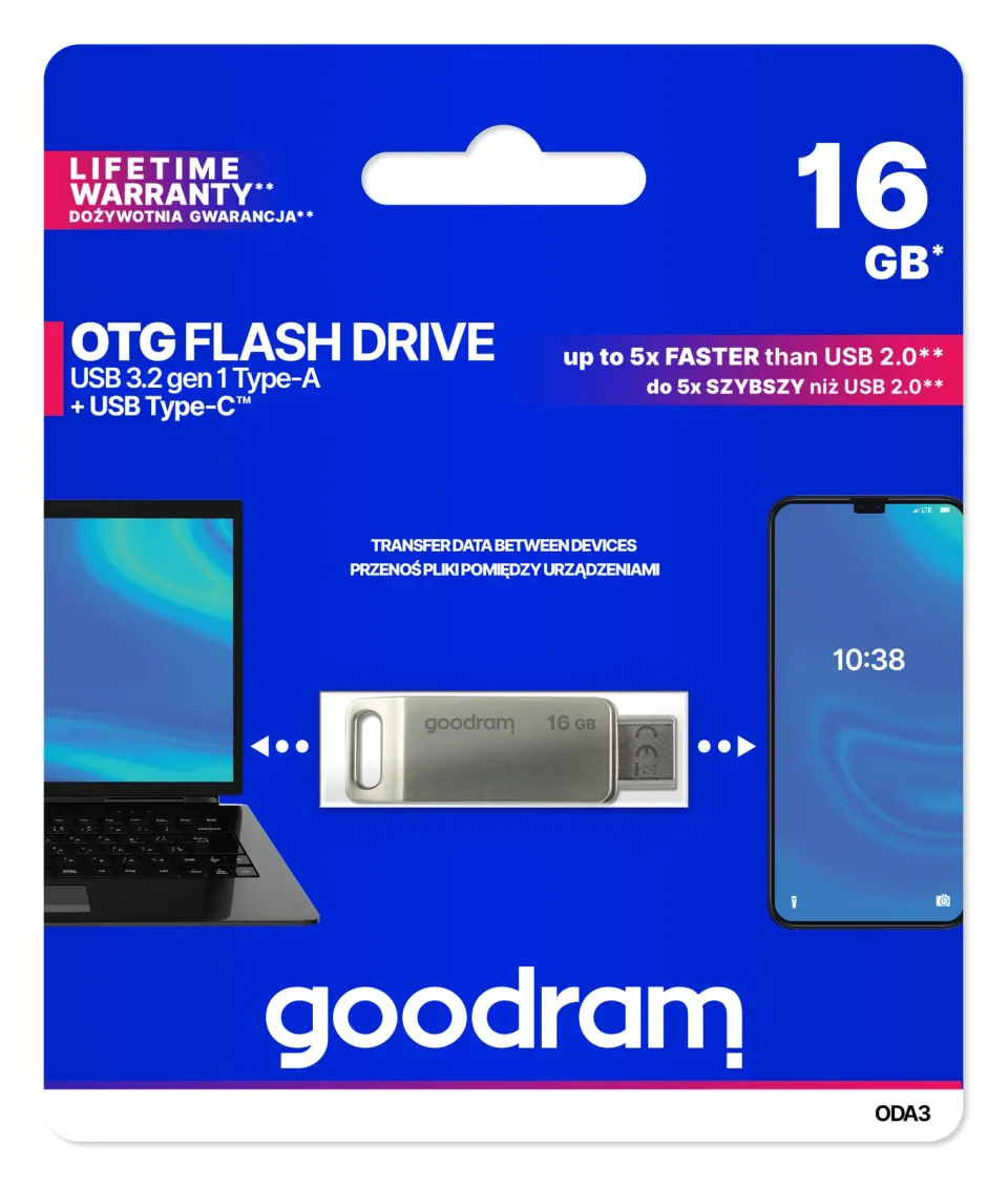 GOODRAM Flash Disk 16GB ODA3, USB 3.2, stříbrná