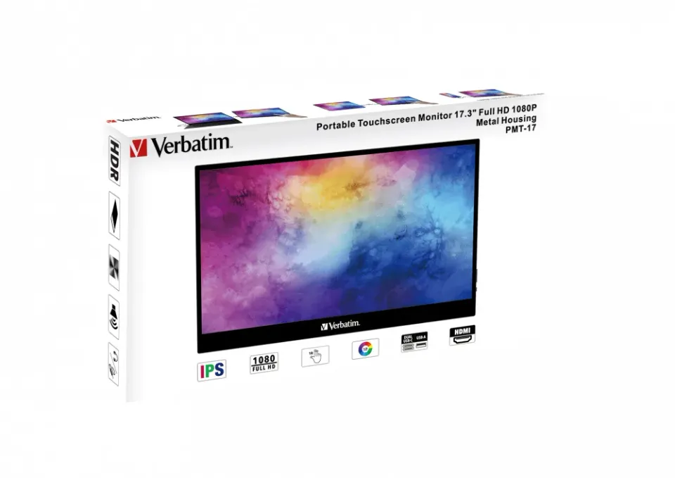Verbatim PMT-17 Portable Touchscreen Monitor 17.3" Full HD 1080p Metal Housing Přenosný dotykový monitor