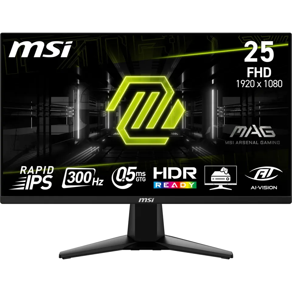 MSI MAG/255XF/24,5"/IPS/FHD/300Hz/0,5ms/Černá/3R