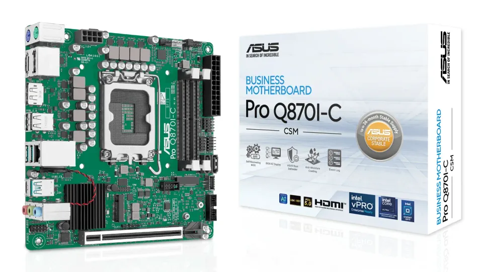 ASUS MB Sc LGA1851 PRO Q870I-C-CSM, Intel Q870, 4xDDR5, 2xDP, 1xHDMI, Mini-ITX