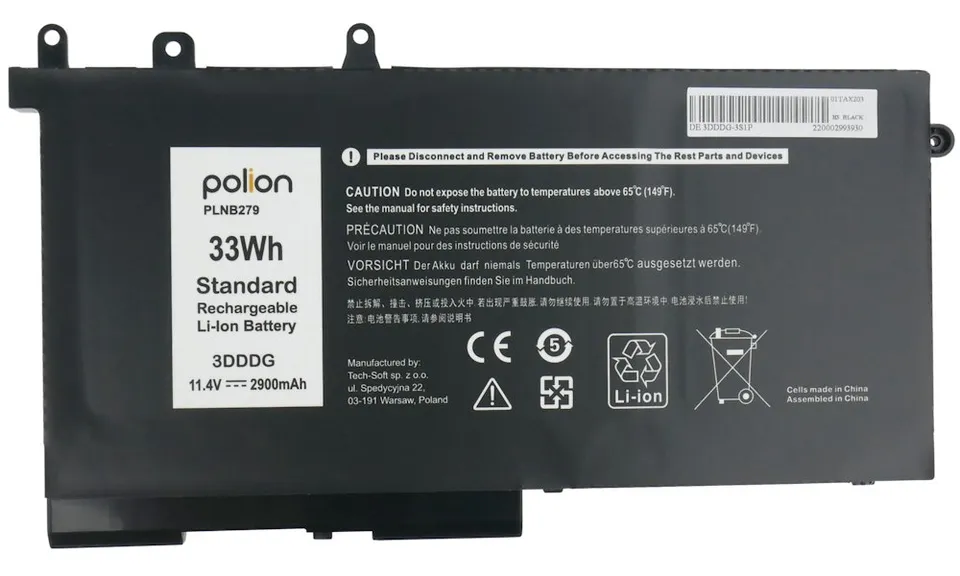 TRX Baterie Polion 3DDDG pro notebooky DELL 451-BBZT Latitude 5280 5290 5480 5490 5495 5580 - 2900mAh 33Wh/ neoriginální